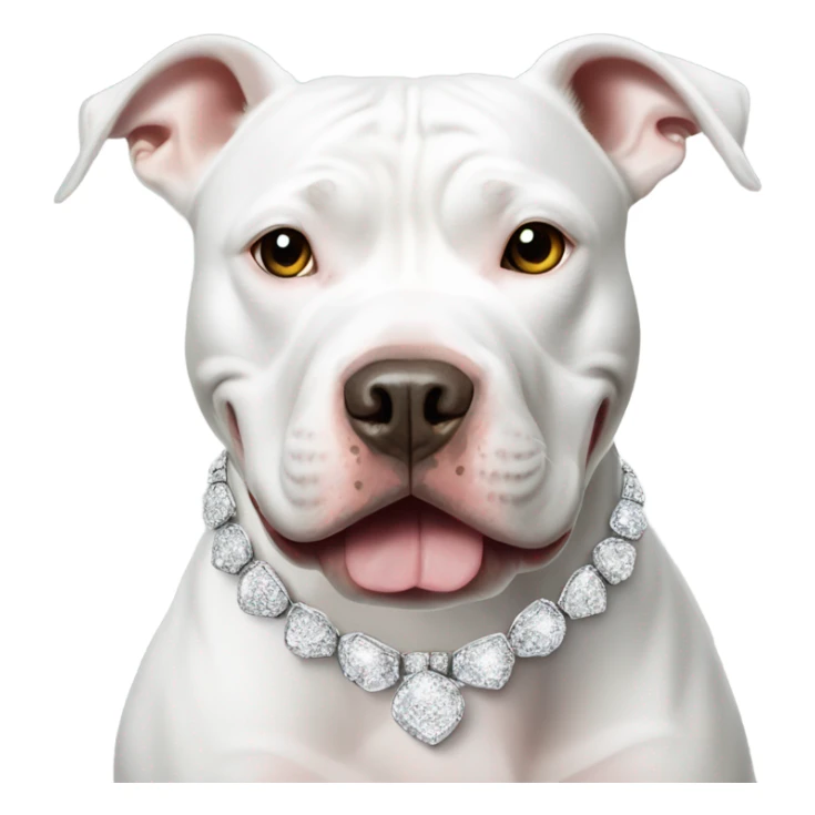 white pitbull with bling necklace and earrings sticker