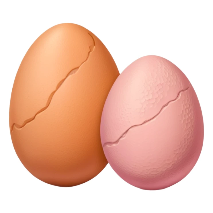 two skin tone peachy beige-pink egg shaped balls/spheres, both same size and same color, add a bumpy, loose, veiny, wrinkly skin texture with folds to both.  sticker