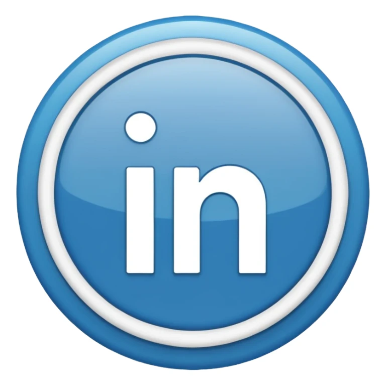 LinkedIn symbol, blue and white, no text, circular or square, friendly and digital, emoji style sticker