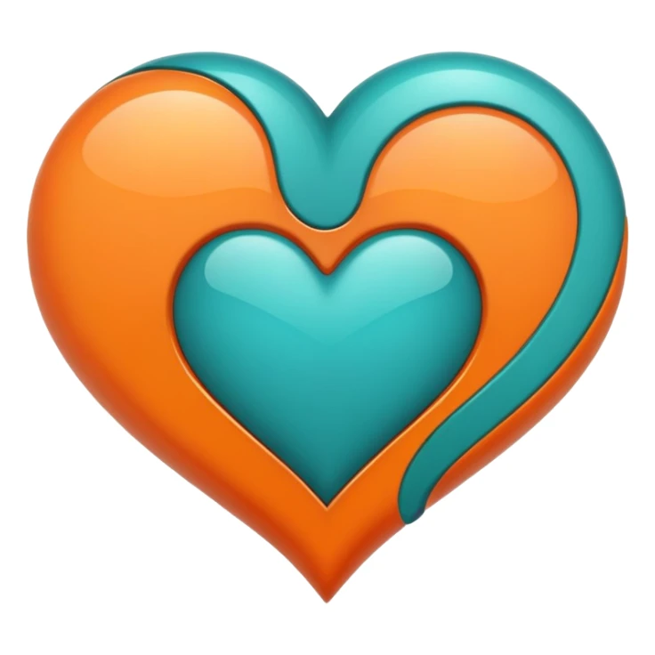 heart that is half teal and half orange sticker