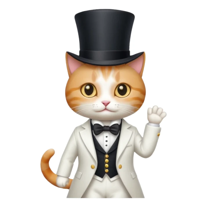 Gato com uma cartola e terno branco  sticker