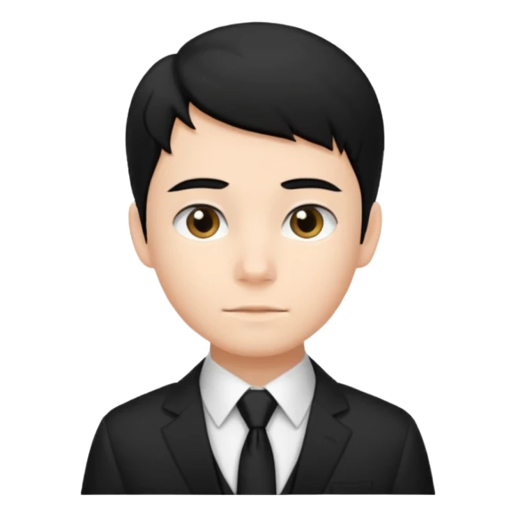 Chico con pelo negro, camisa negra y una corbata blanca sticker