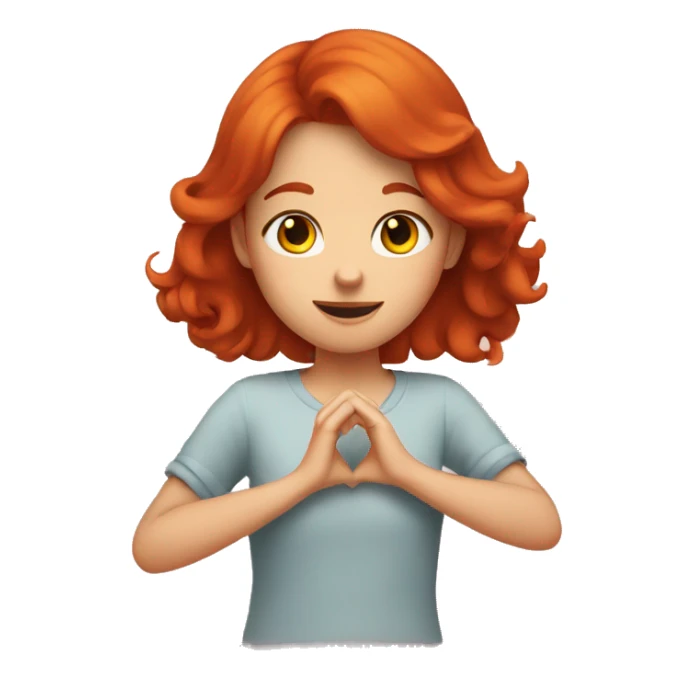 Redhead girl doing a heart with her hands sticker
