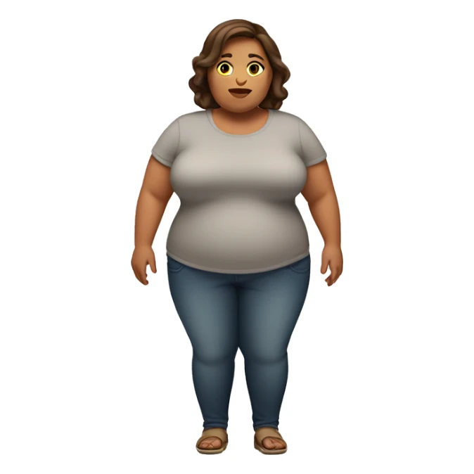 fat-woman full body with brown hair and brown eyes sticker