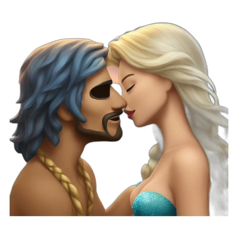 sirenita y pirata beso sticker