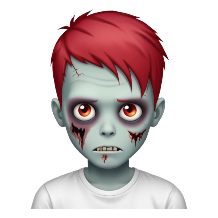 zombie boy with emo red hair and white shirt  sticker