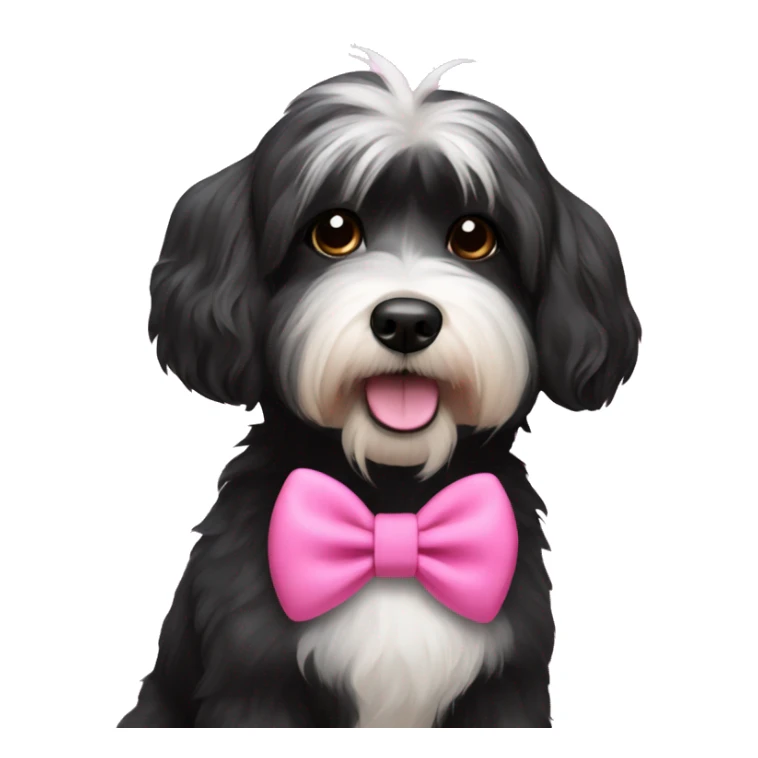 black havanese dog with pink bow sticker