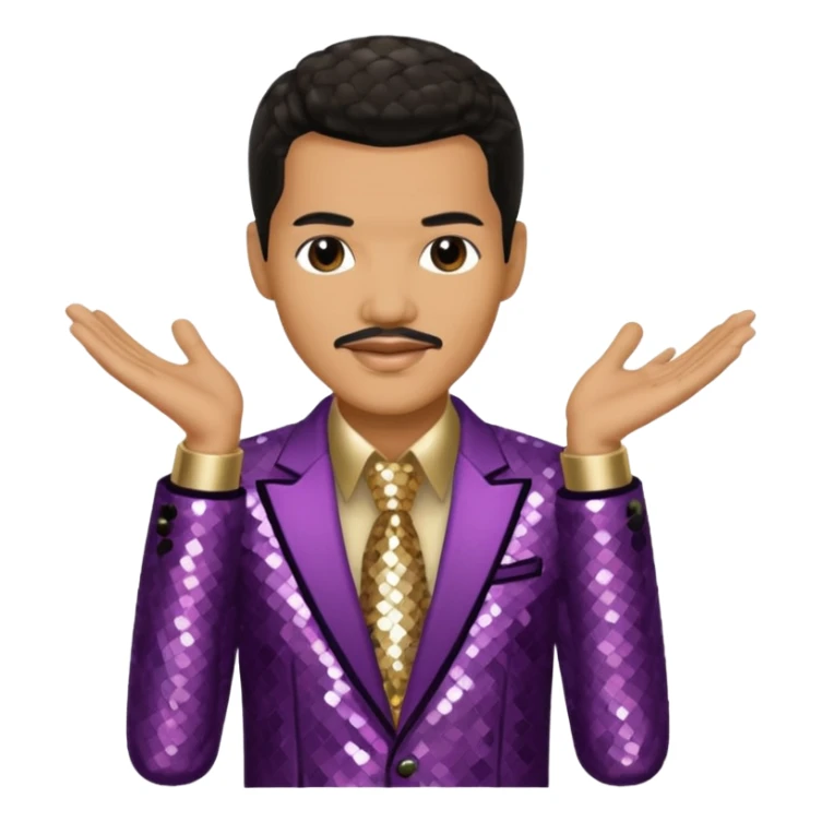 El DeBarge with dark brown hair, beige sequin outfit sticker