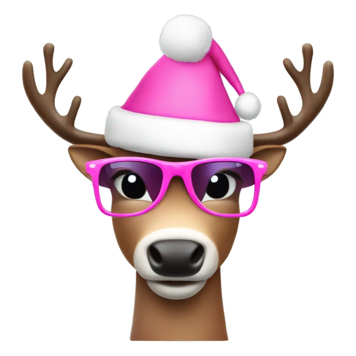 reindeer wearing a pink christmas hat and pink sun glasses  sticker