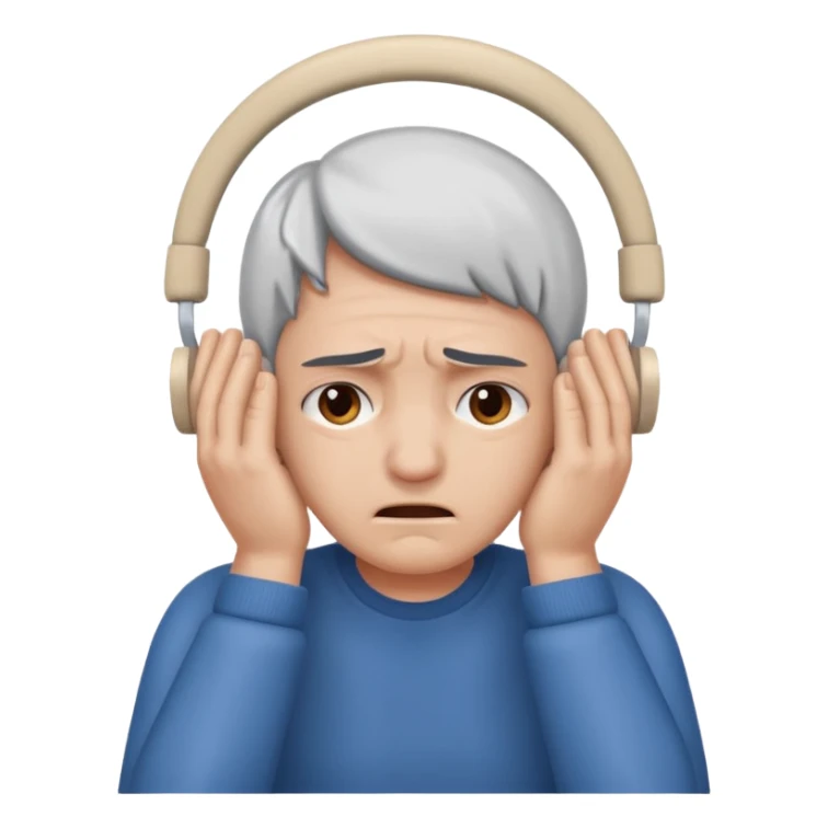 person covering ears with hands, in pain sticker