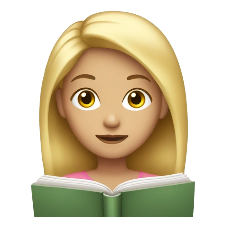 Girl with blonde hair reading a book sticker
