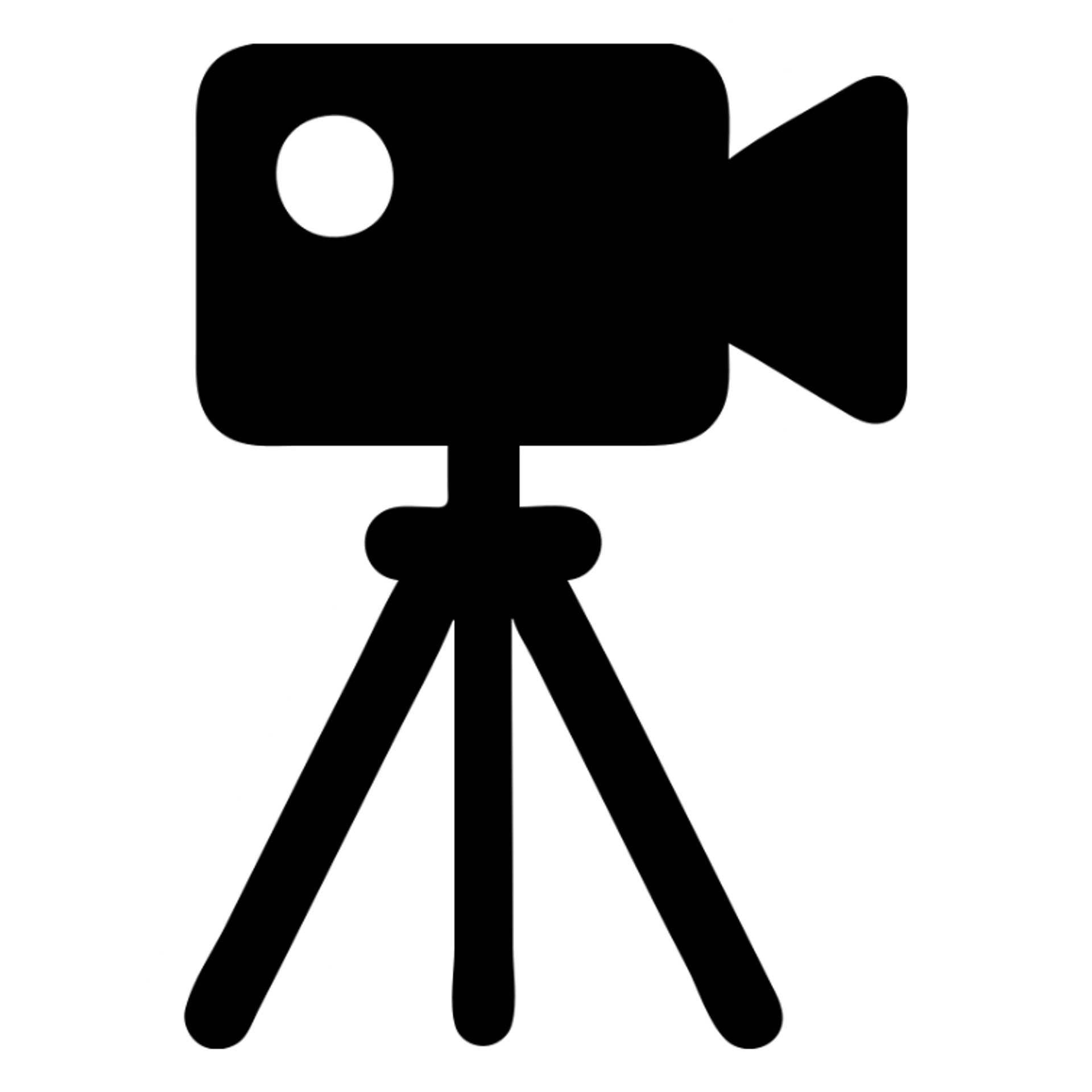 A camera in a black filled icon style, with a tripod. sticker
