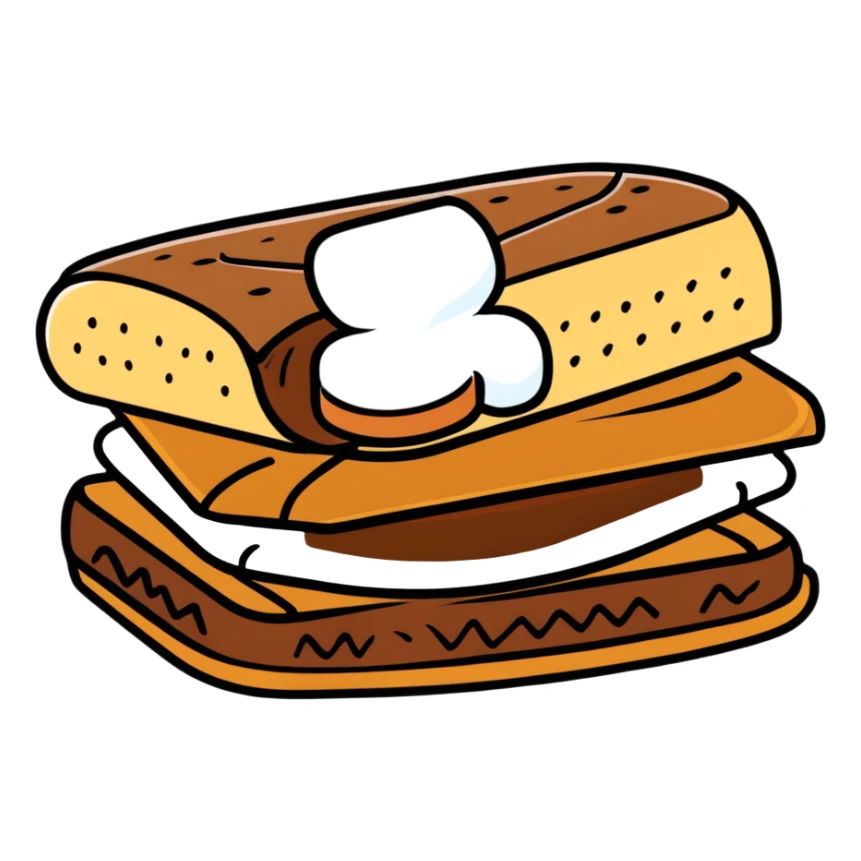 s'mores with chocolate and marshmallow sticker