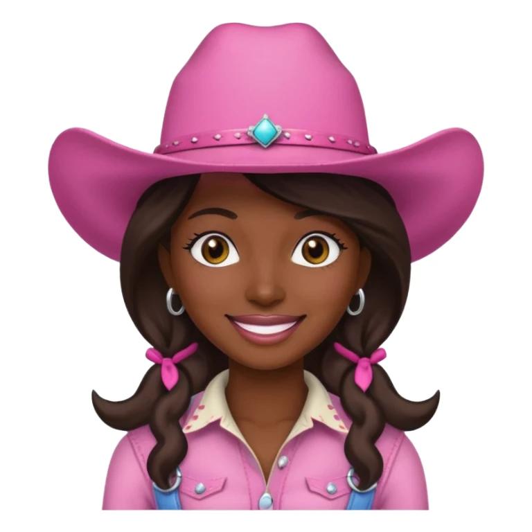 dark skin cowgirl with pink hat sticker