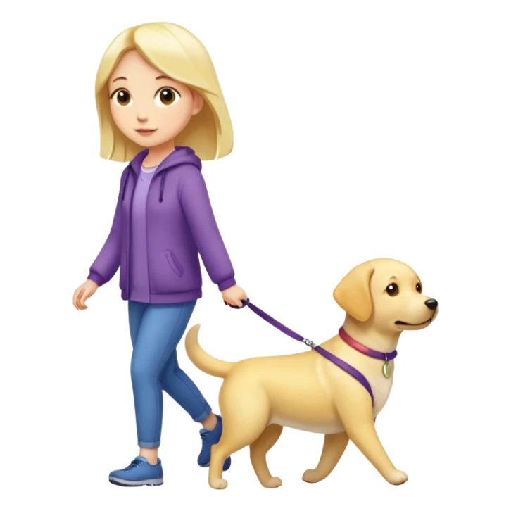 Cute girl walking yellow lab dog sticker