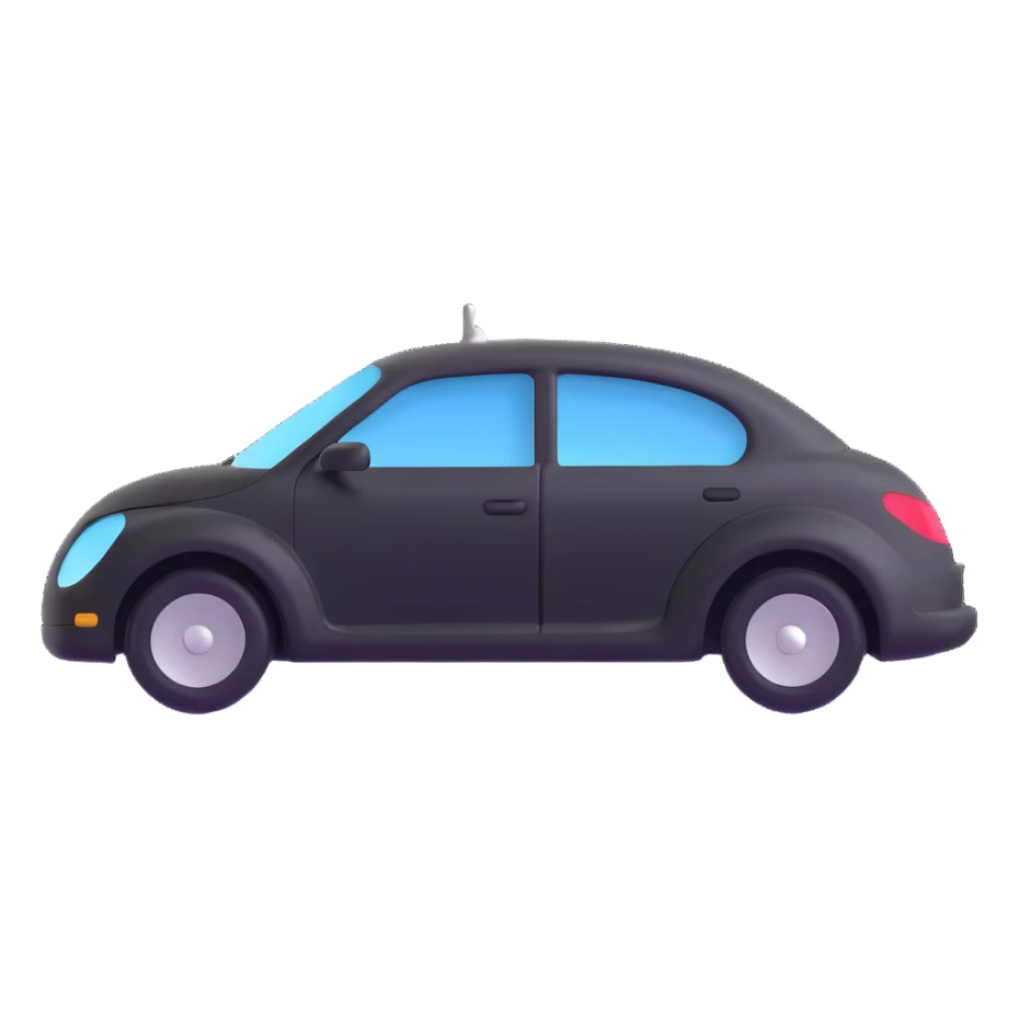 matte black minimalist car icon with fine silver lines for contrast, subtle rod or hook tool clearly touching a visible dent, simple and clean, focus on dent repair sticker