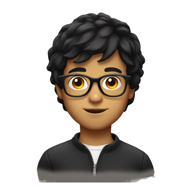 boy with black hair portrait with glasses  sticker