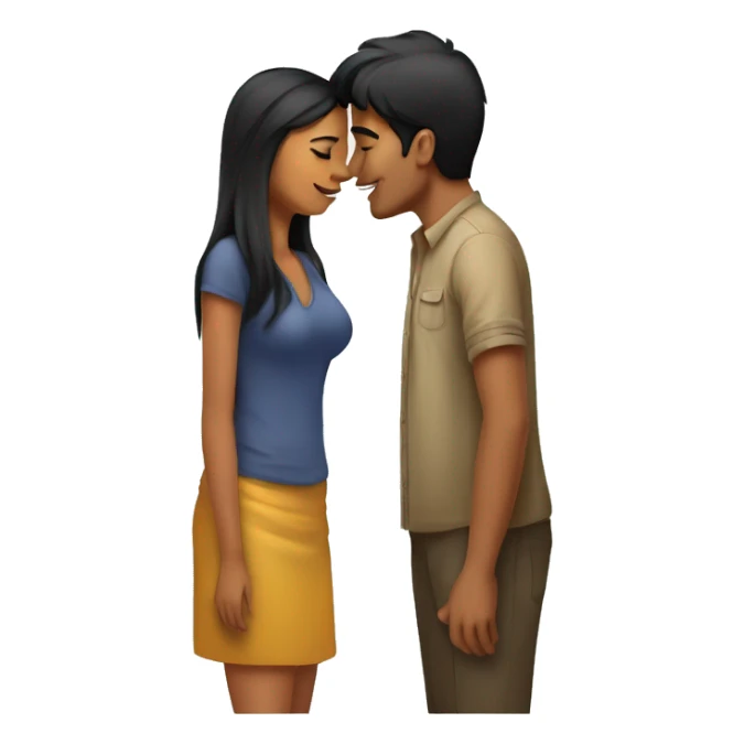 Tall young Indian man kissing short Cambodia women sticker