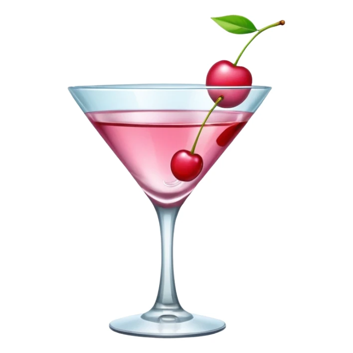 A pink martini in a V-shaped glass with a tiny cherry floating on top.
 sticker