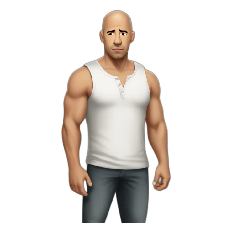 vin diesel serious cartoon wearing henley  sticker