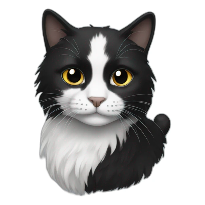 black and white cat with long hair sticker