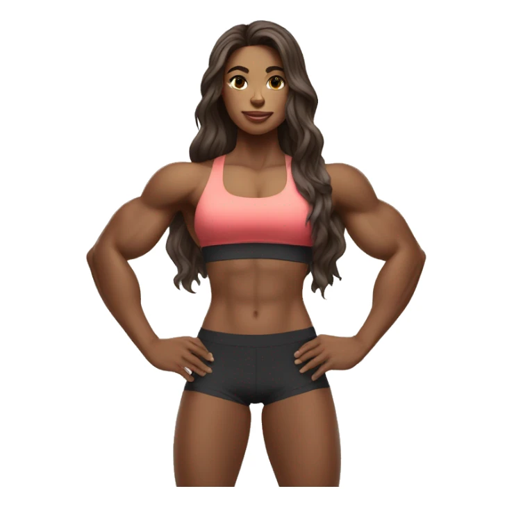muscular gym girl withe skin, long wavy hair sticker