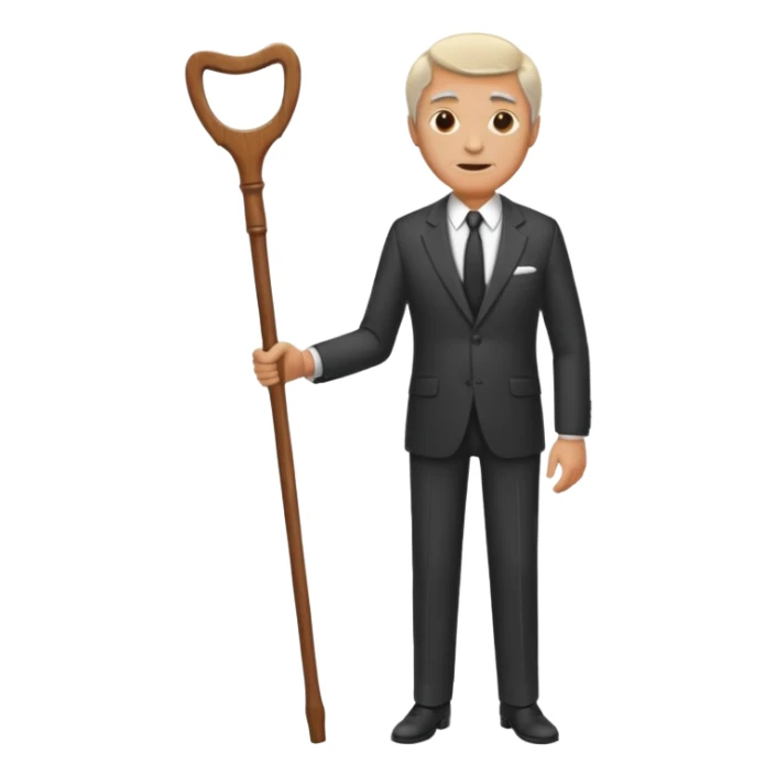 Give me a suit with pants and a wooden old age stick  sticker