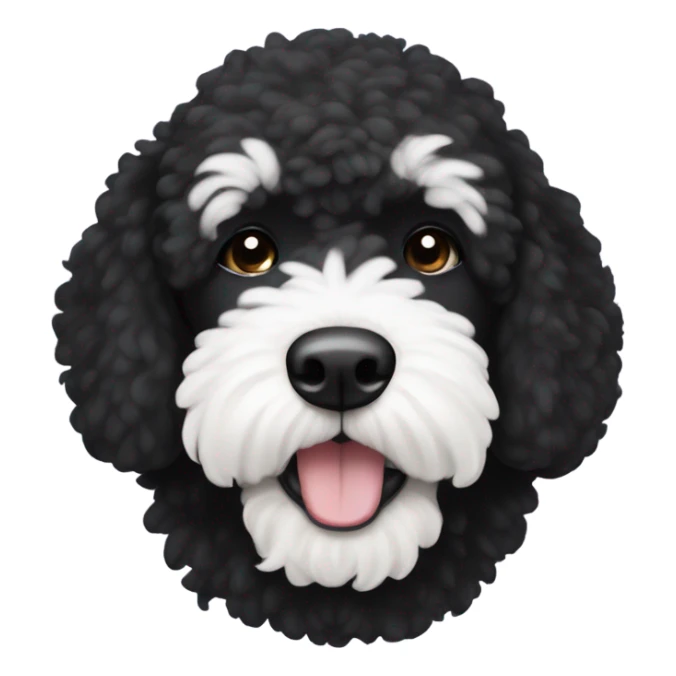 Black bernadoodle with white around mouth and big white eyebrows  sticker