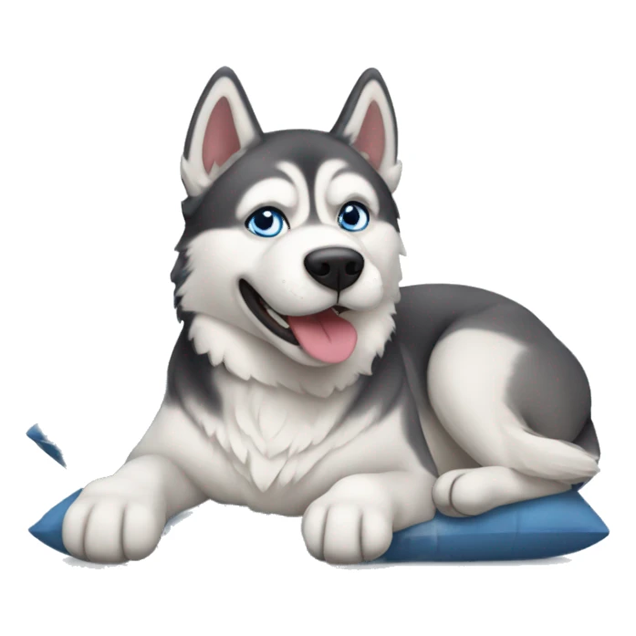 Husky dog lay on a pillow sticker