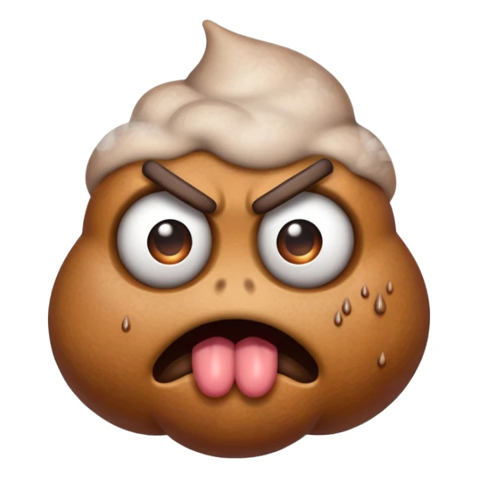 angry poop emoji, eyes bulging, steam from head sticker