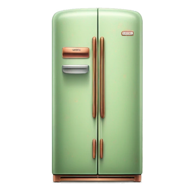 Realistic pastel green and metallic copper vintage fridge.  sticker