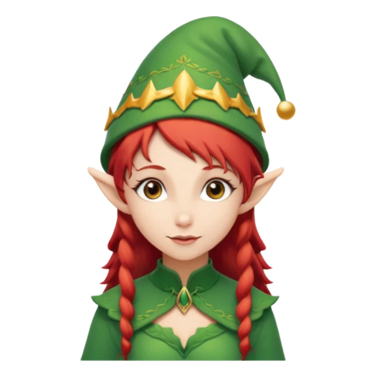 elf girl with elf hat, red hair sticker