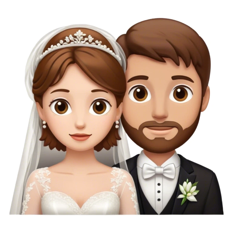 Brown hair bride and groom sticker