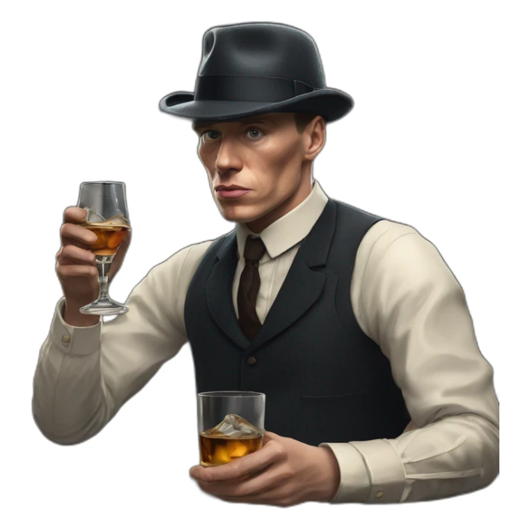 Tommy shelby peaky blinders drinking whisky realistic sticker