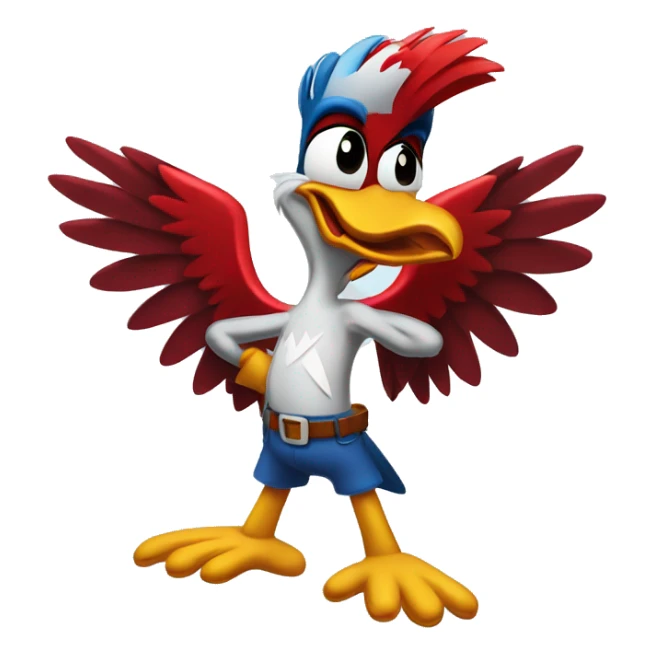woody woodpecker with broken leg sticker