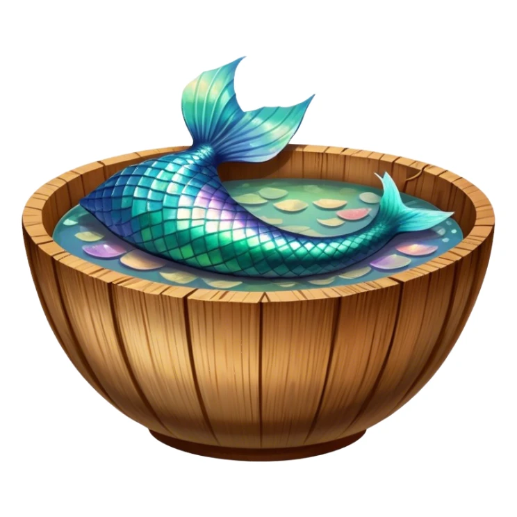 Mermaid tail in a wooden soup bowl sticker