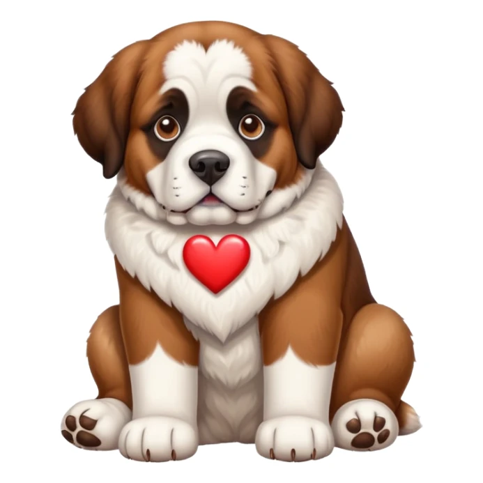 Saint Bernard dog whit hart in paws  sticker