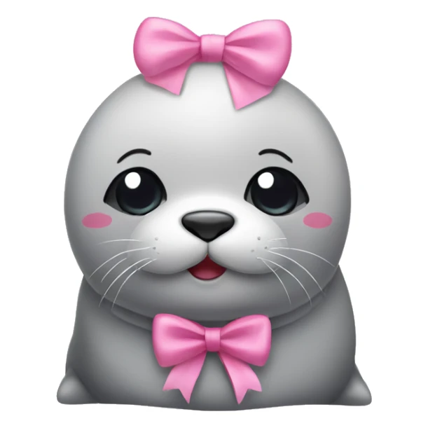 Kawaii Seal with pink bow around its neck sticker