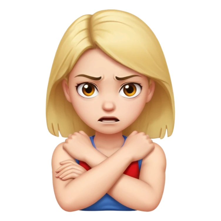 arms crossed holding neck angry girl sticker