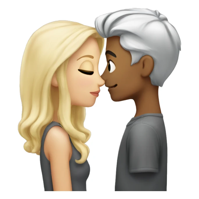 Blonde girl and grey hair boy kissing  sticker