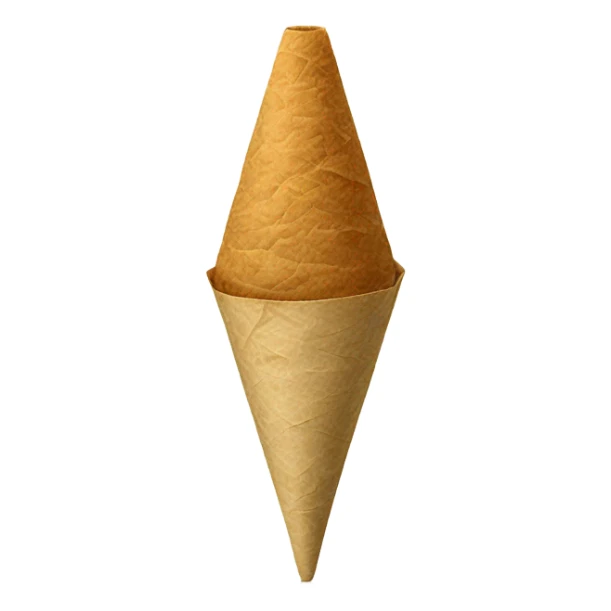 A cannabis joint. cone-shaped, with a light brown semi-transparent rolling paper, compact, natural texture visible inside. clean, rolled tip filter tip at the narrow base. soft shading and a sleek design to match the Apple emoji aesthetic. sticker