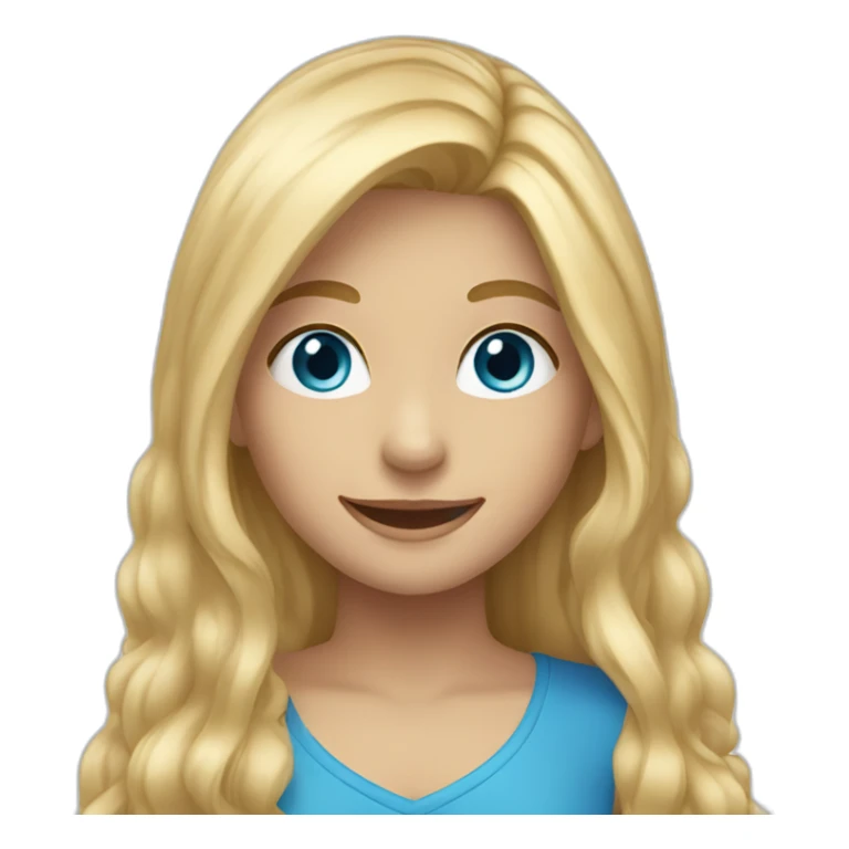 Girl with long blonde hair and blue eyes smiling  sticker