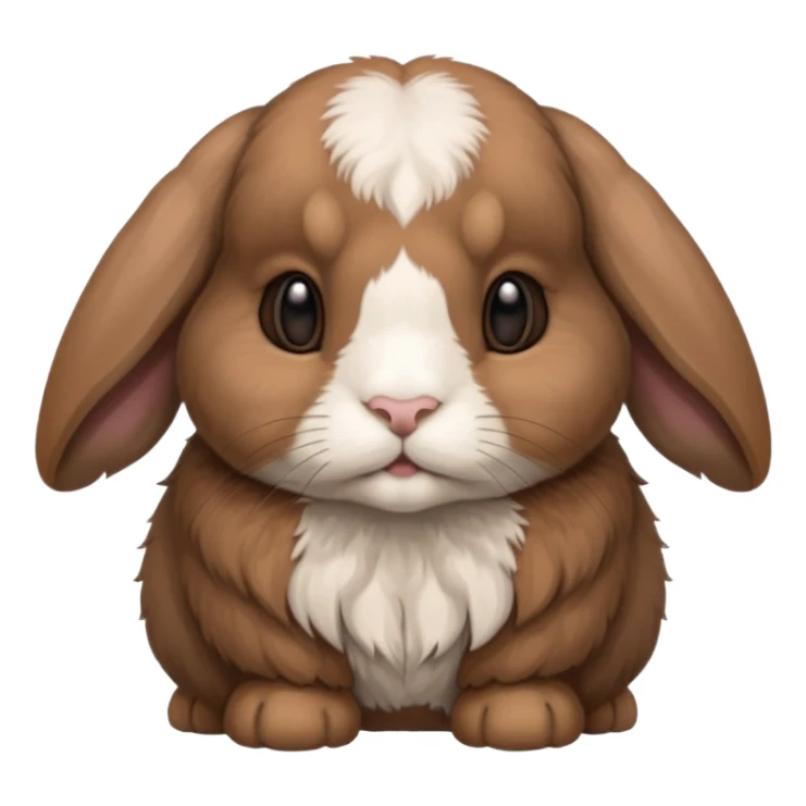 brown holland lop bunny (portrait, facing forward, iOS 17 style, happy) sticker