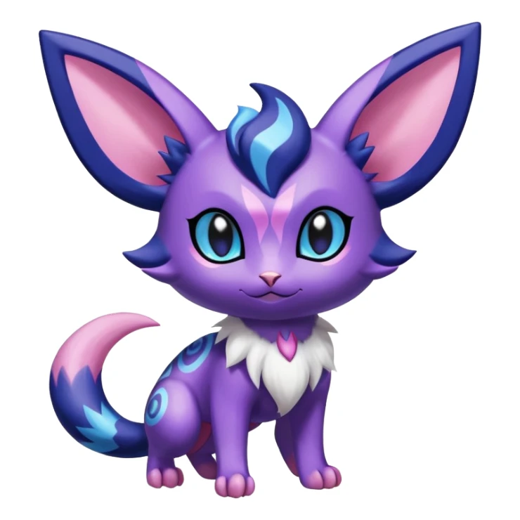 Shiny Cute Adorable Espeon-Litten-Noibat-Meowstic-Hybrid-Creature with pattern-markings sticker