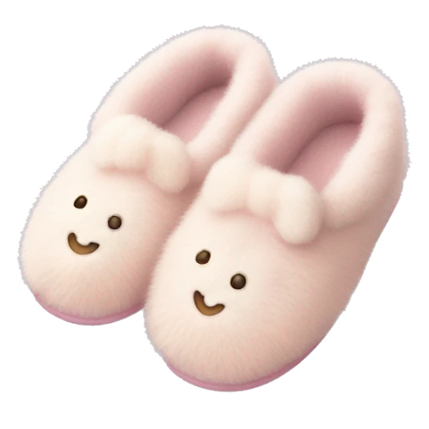 Soft, pastel-colored fuzzy slippers with design. sticker