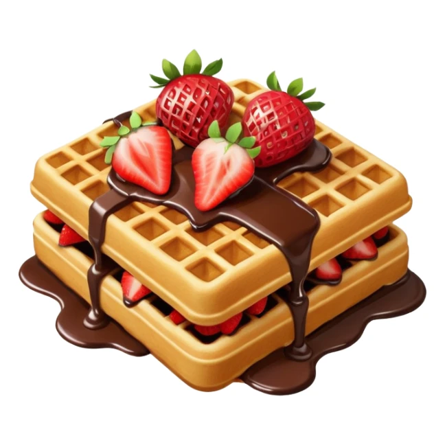 waffle with strawberries and chocolate sauce drizzled ontop  sticker