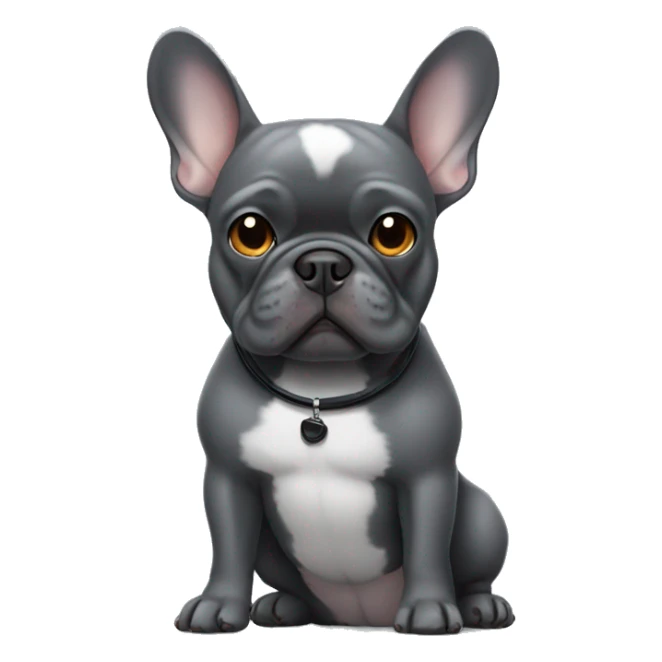 Dark gray french bulldog wearing Airpods  sticker