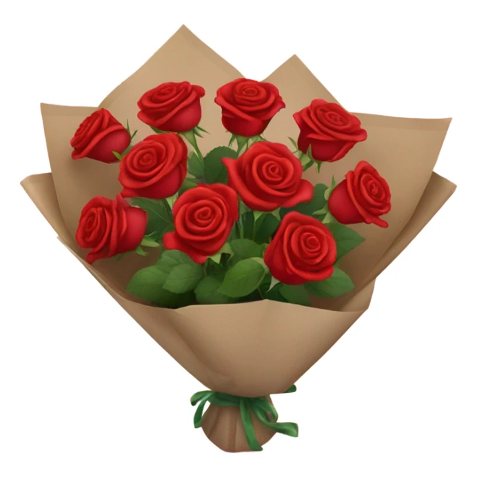 Bouquet of red roses in package sticker