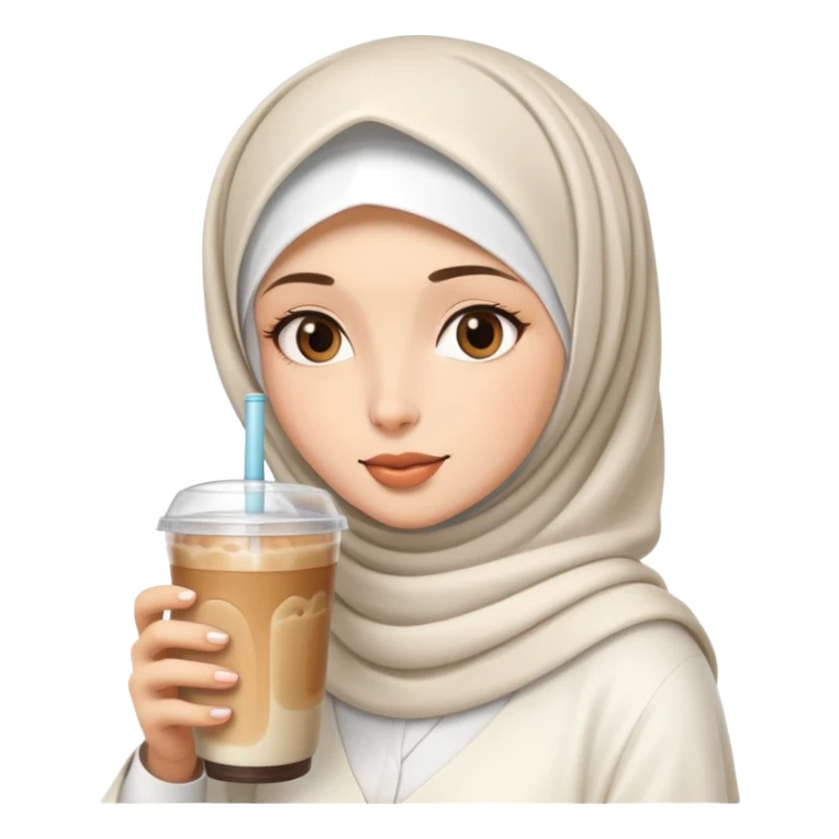 White hijab girl and iced coffee sticker