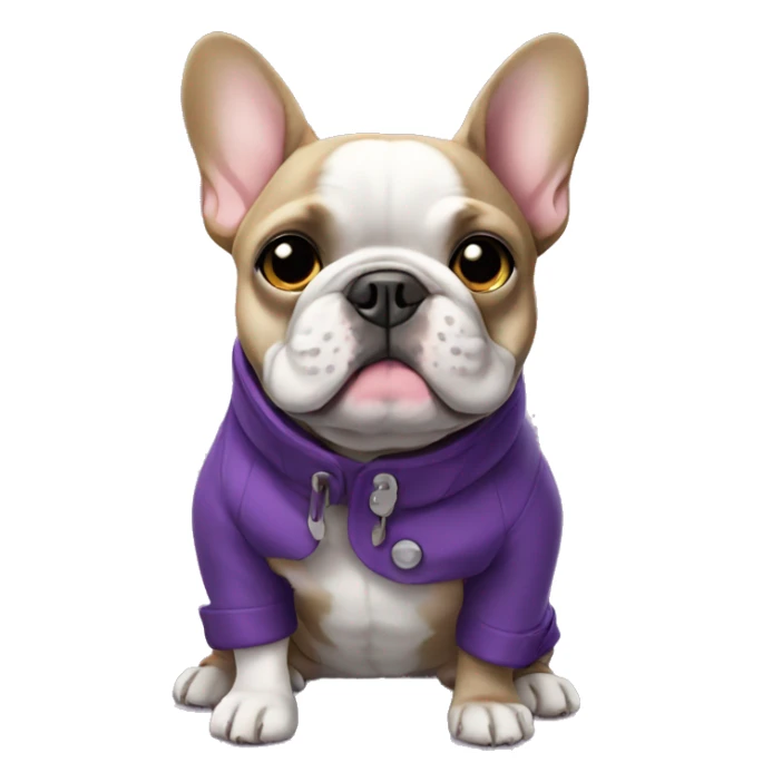 French bulldog wearing a purple coat sticker